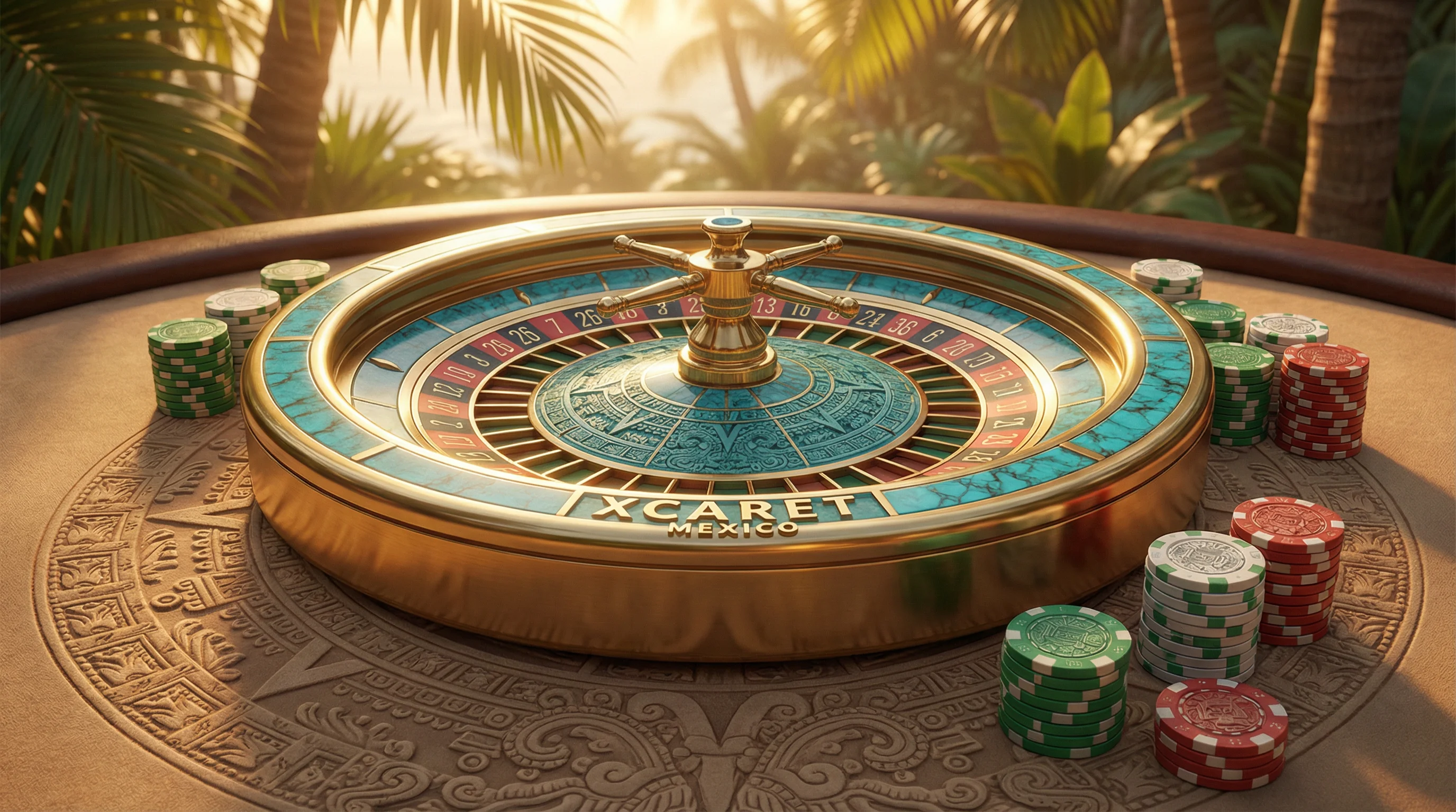 Ruleta dorada con diseño maya en Torneo Betplay